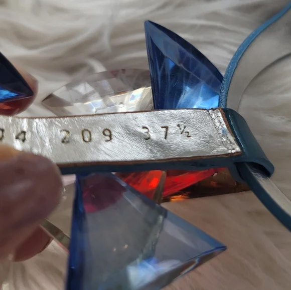 CASADEI ITALIAN SHOE BRAND MULTICOLOR EMBELLISHED SANDALS SIZE EU 37.5 EUC - Picture 4 of 13